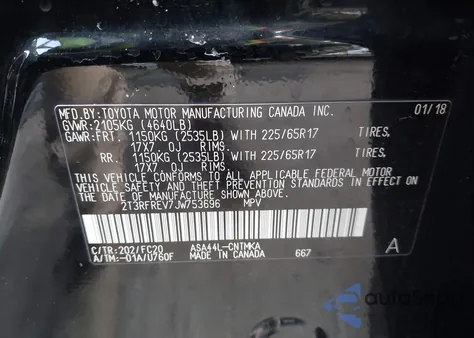 2018 Toyota Rav4 Xle from USA, damaged, VIN 2T3RFREV7JW753696